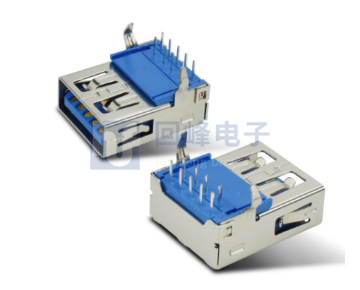 USB母座 AF3.0平口 90°16.6后插弯脚DIP 直边