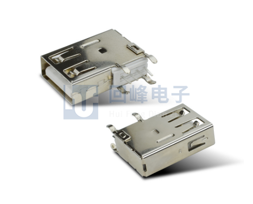 USB母座 AF2.0平口 90°19.4侧插长体DIP 直边